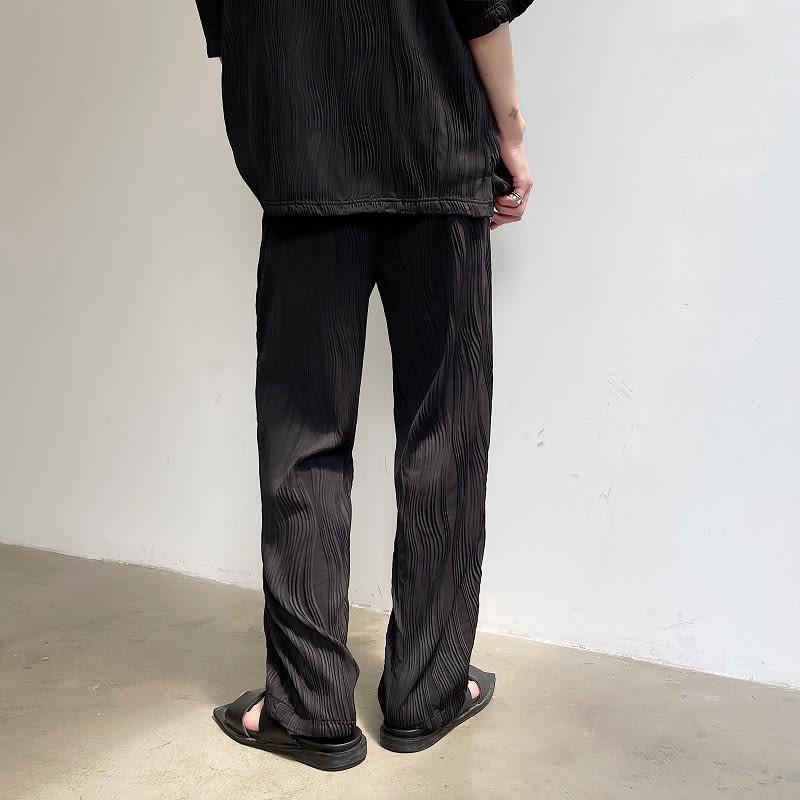 Men's Trendy Loose Pleated Embossed Texture Casual Pants view 11