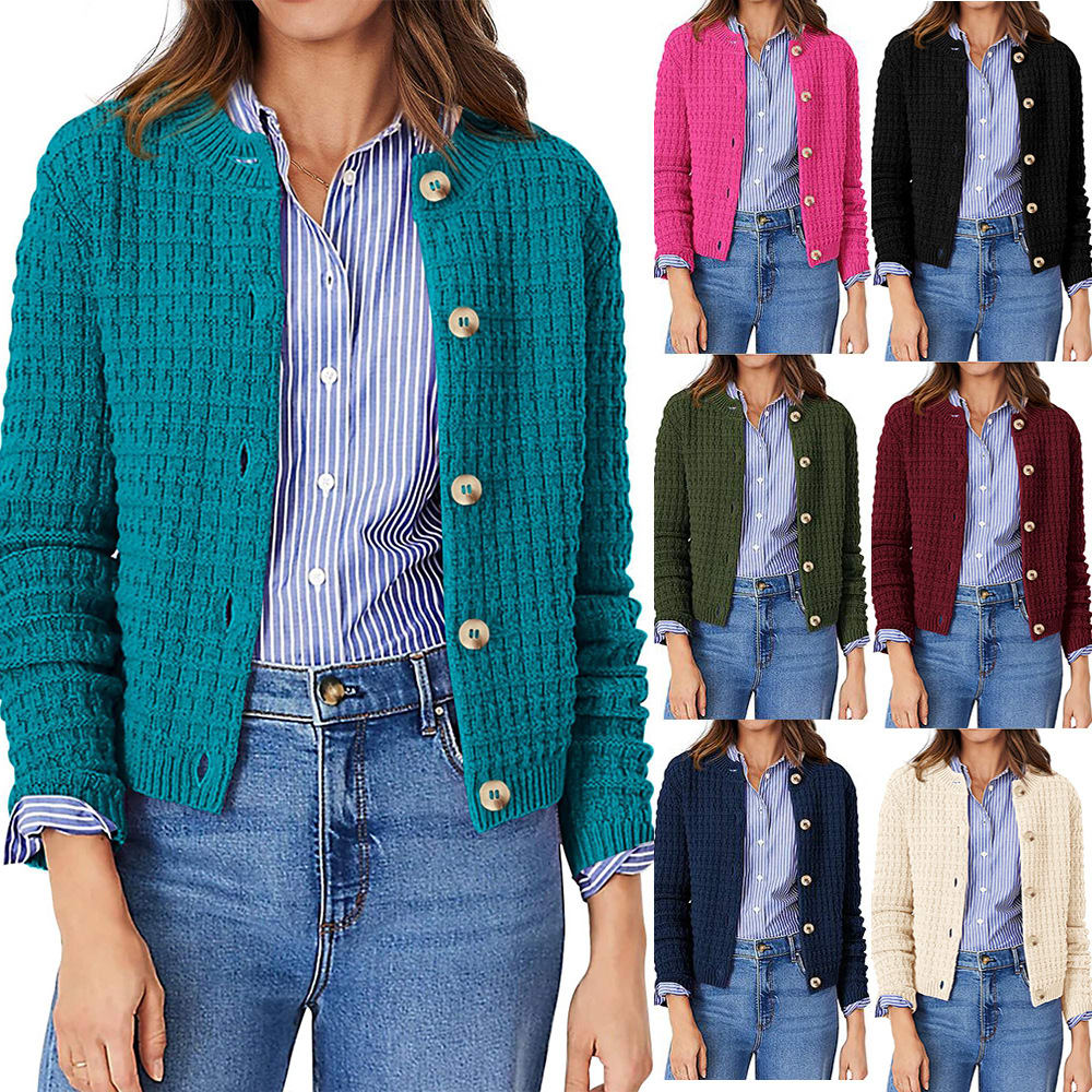 Women's Solid Color Commute Knitted Cardigan Casual Sweater Coat view 8