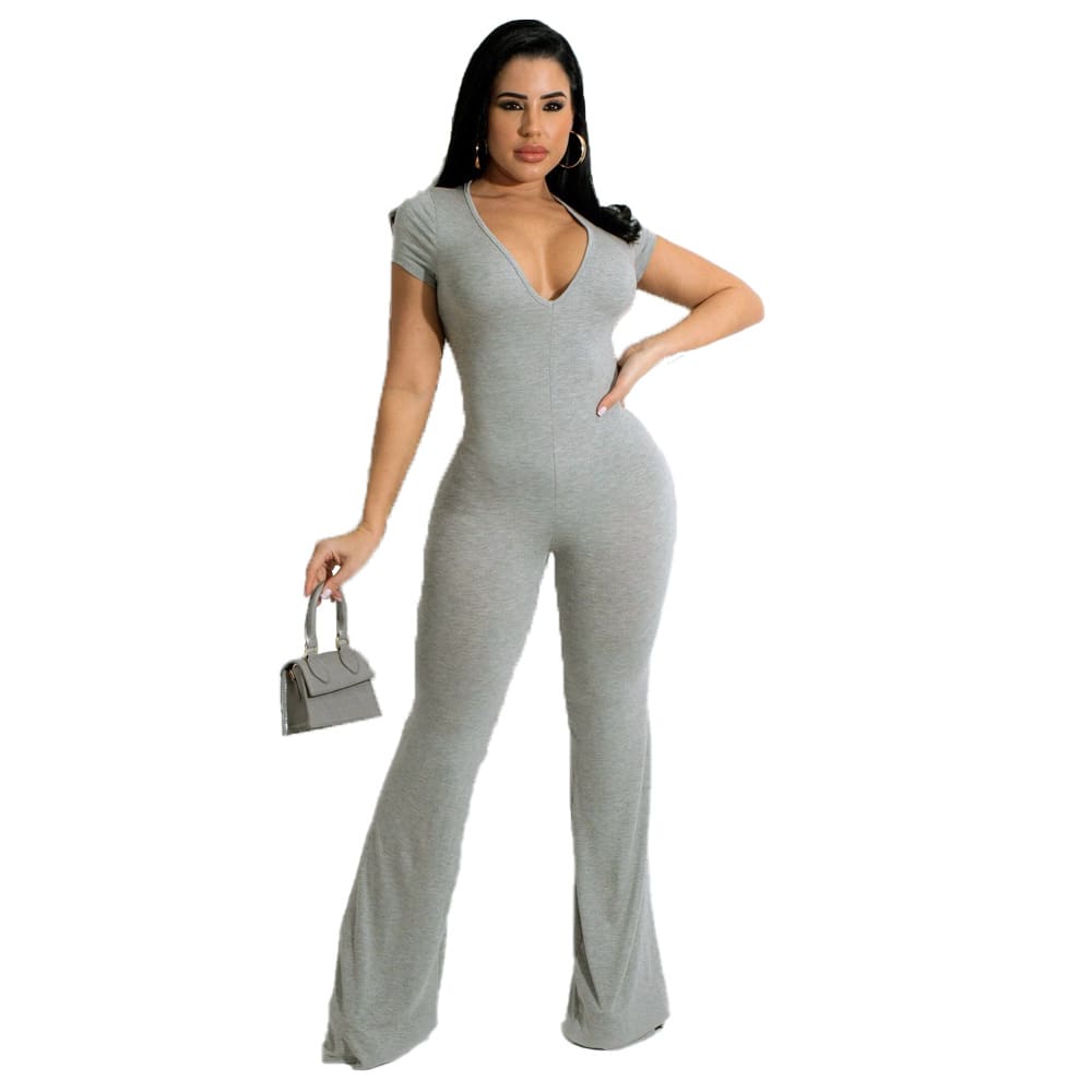 Bell-bottom Pants Short Sleeve Women's Jumpsuit view 8