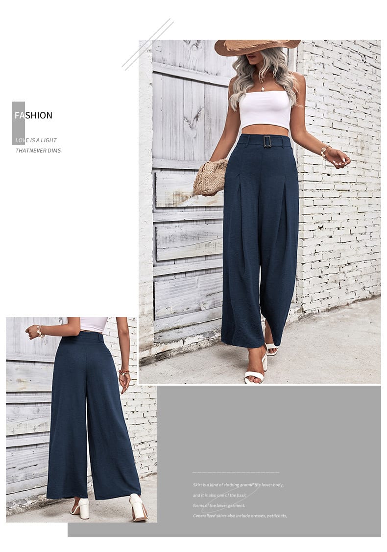 Foreign Trade High Waist Wide Leg Casual Trousers view 13