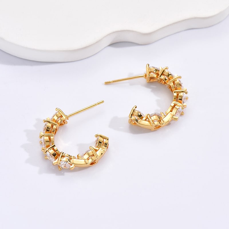 Ornament Simple Rhinestone Ear Clip Design C- Ring Earrings view 8