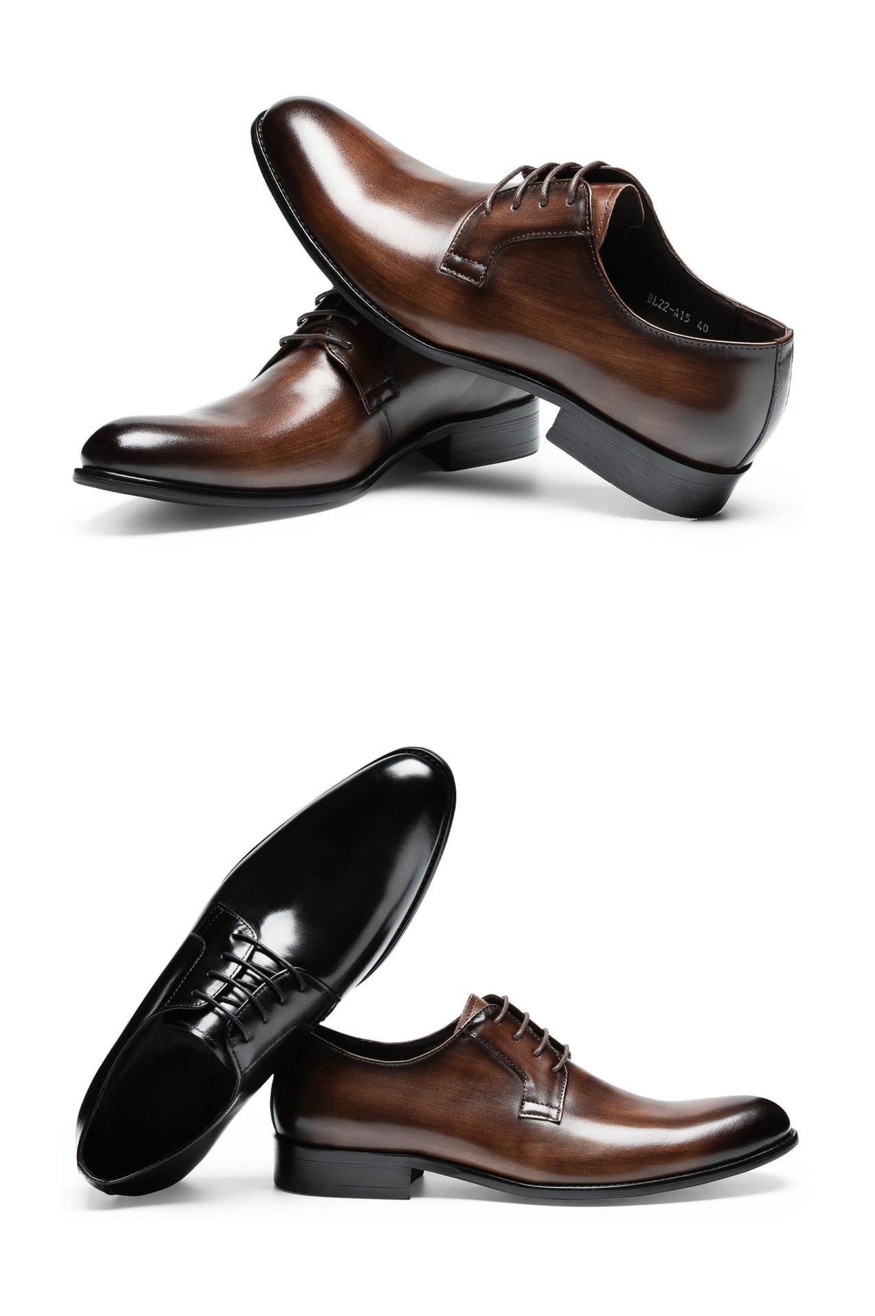 Men's Leather Shoes Breathable Lace Up Hand-rub Color view 18