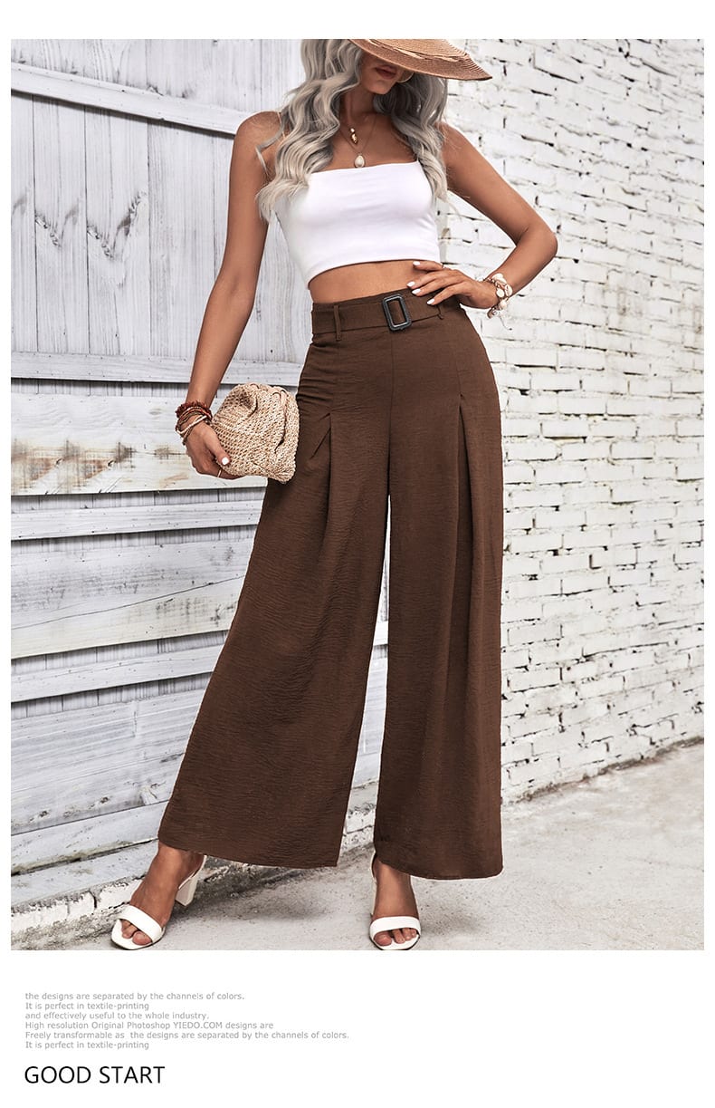 Foreign Trade High Waist Wide Leg Casual Trousers view 15