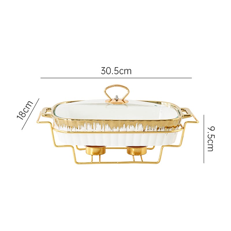 Household Creative Double-ear Square Casserole With Lid view 3