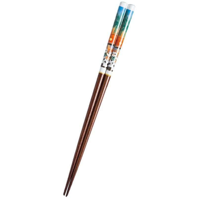 Household High-grade Non-slip Creative Lucky Cat Tableware Solid Wood Chopsticks view 8