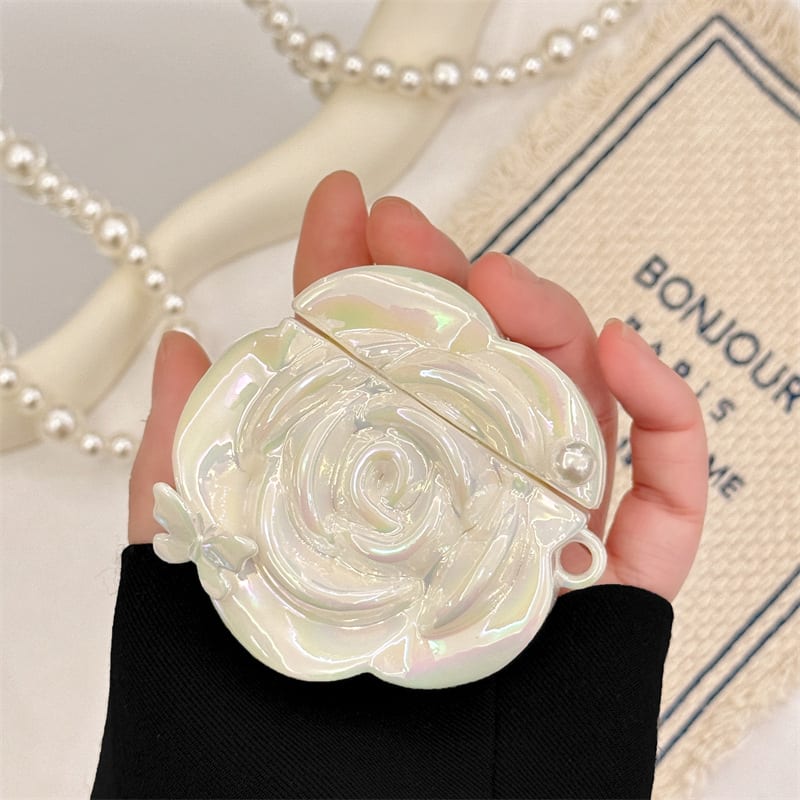 Pearl White Camellia Earphone Case view 3