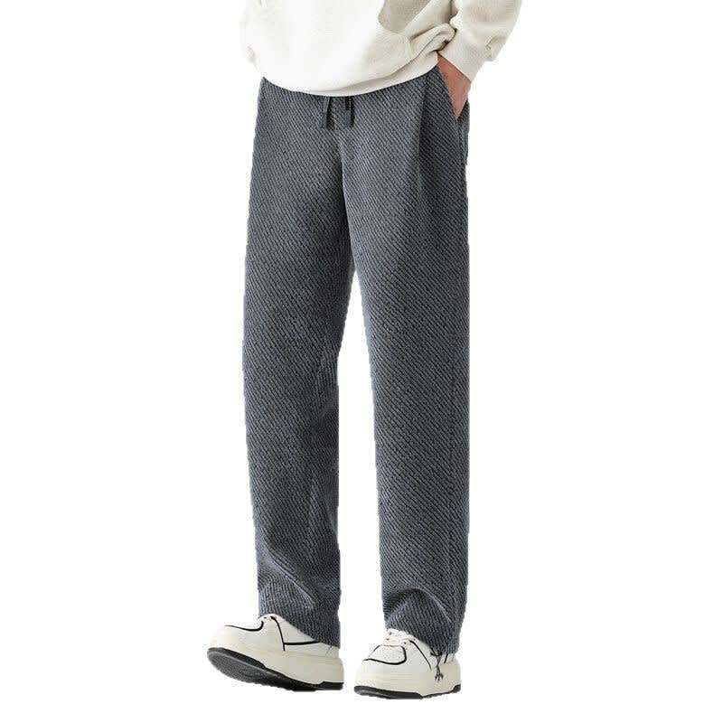 Chenille Slanted Stripe Casual Pants Men's Loose Wide-leg Pants Silver Silk Sweatpants view 5