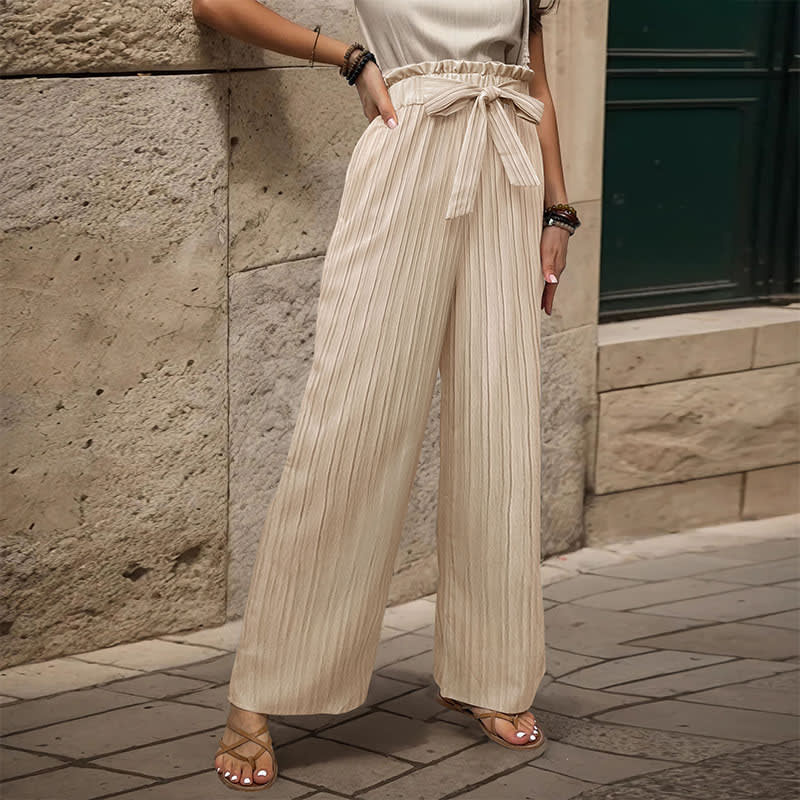Tied Lotus Leaf Elastic Trousers view 16