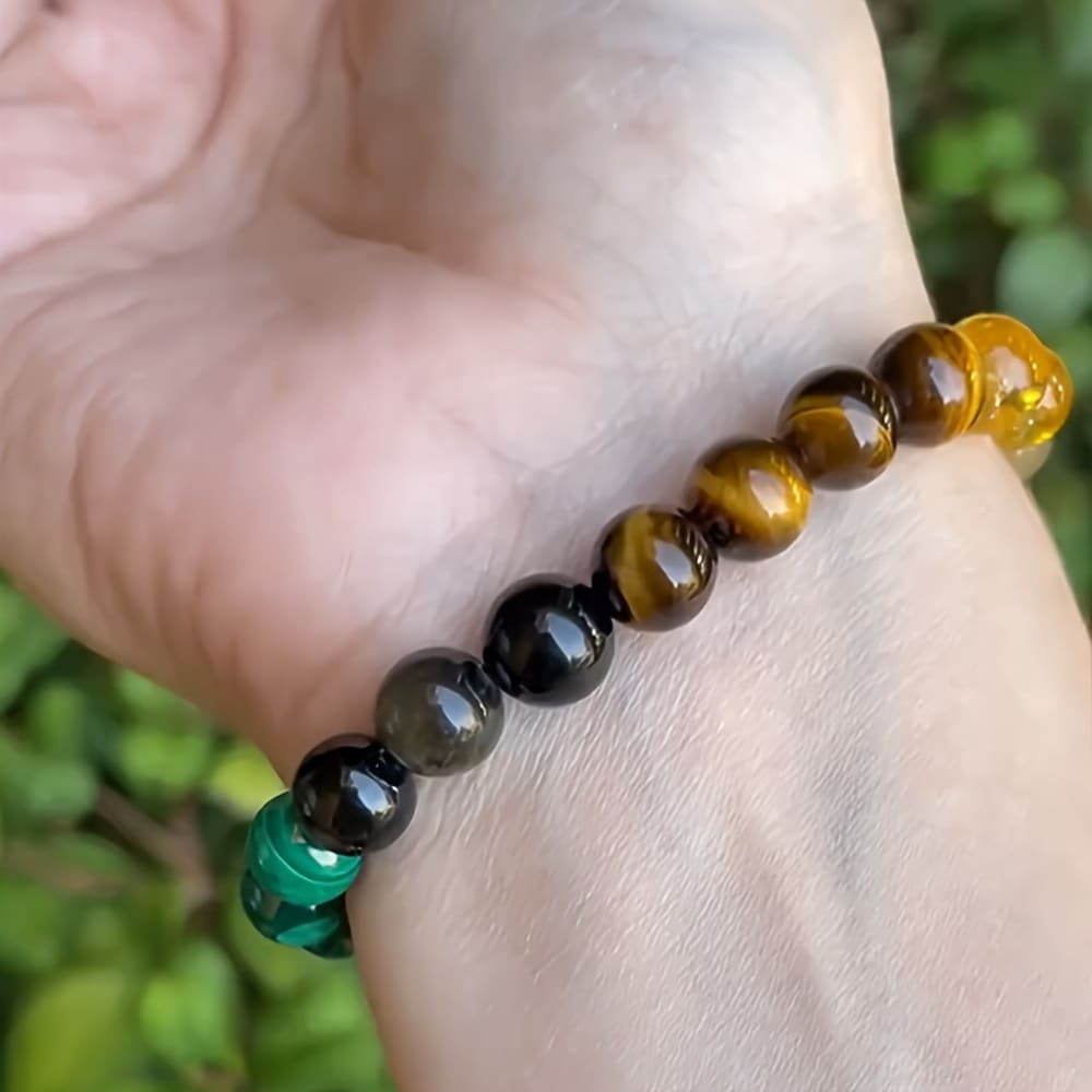 Universal Natural Stone Bracelet Citrine Dongling Stone Malachite Bracelet view 9