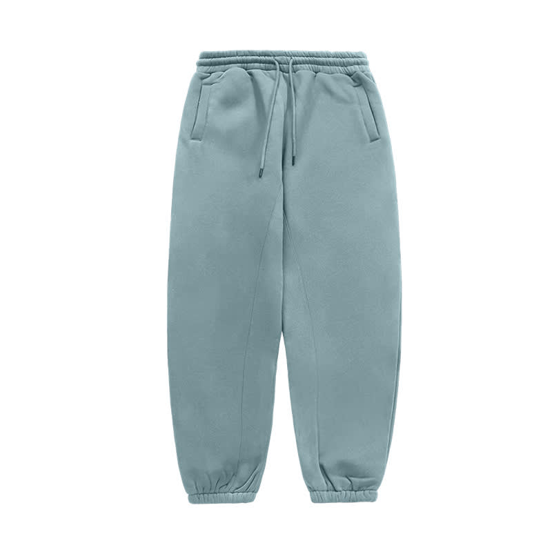 Fleece-lined Thick Hooded Solid Color Hoodie Suit view 4