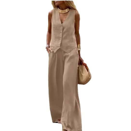 Casual Women's Solid Color Fashion Sets Of Vest Trousers Suit view 10