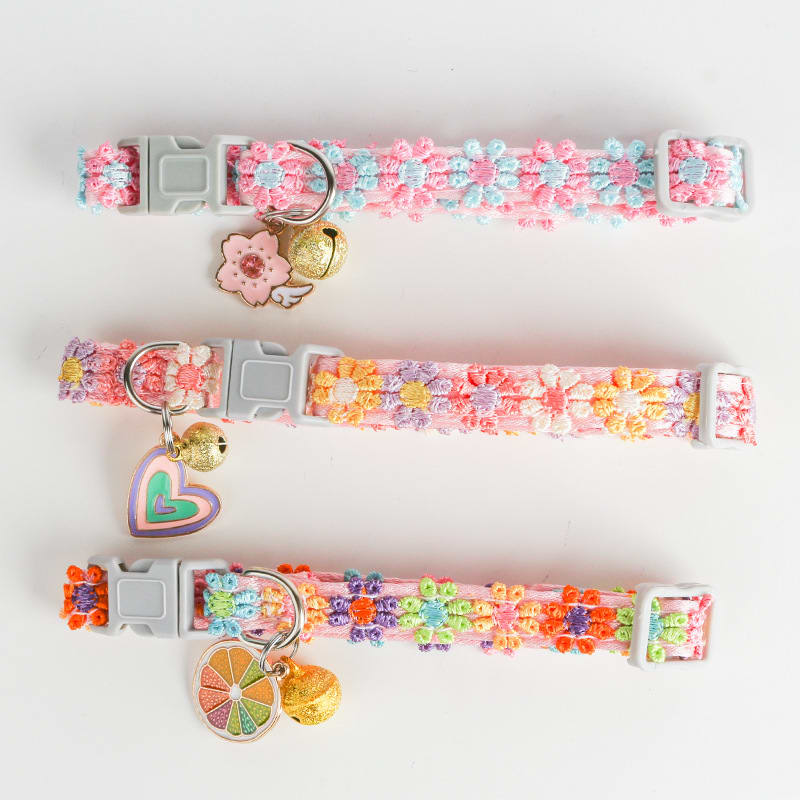 Lace Embroidery Trim Bell Pet Collar view 11