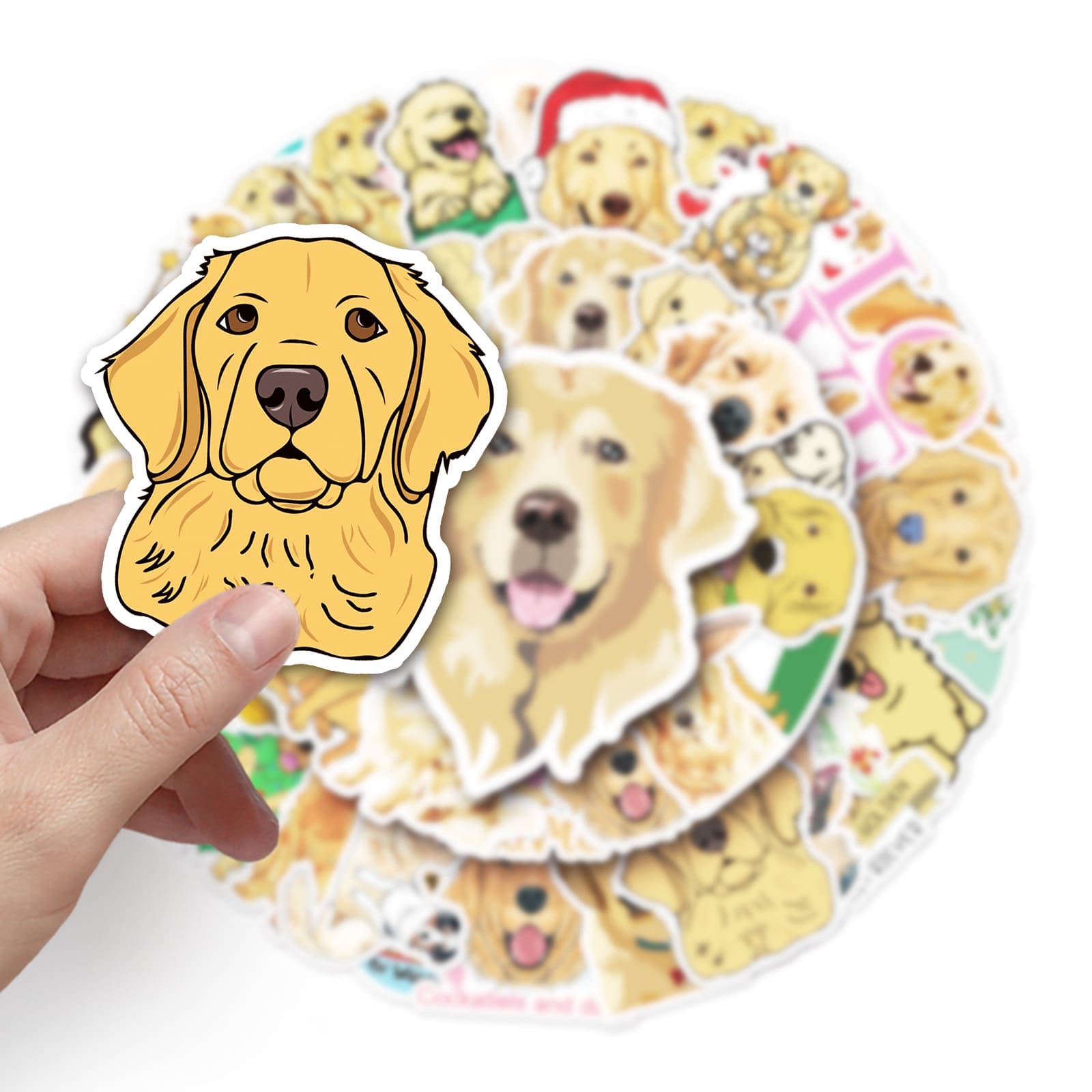 50 Sheets Waterproof Golden Retriever Graffiti Personalized Cartoon Animal DIY Stickers view 8