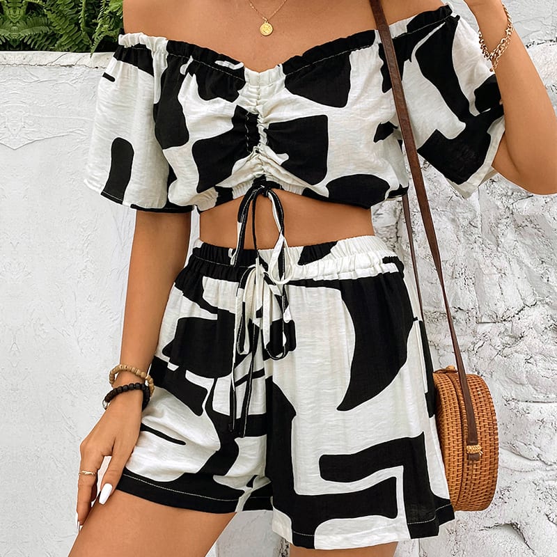 European And American Summer Women's Casual Shorts Suit Two-piece Set view 7