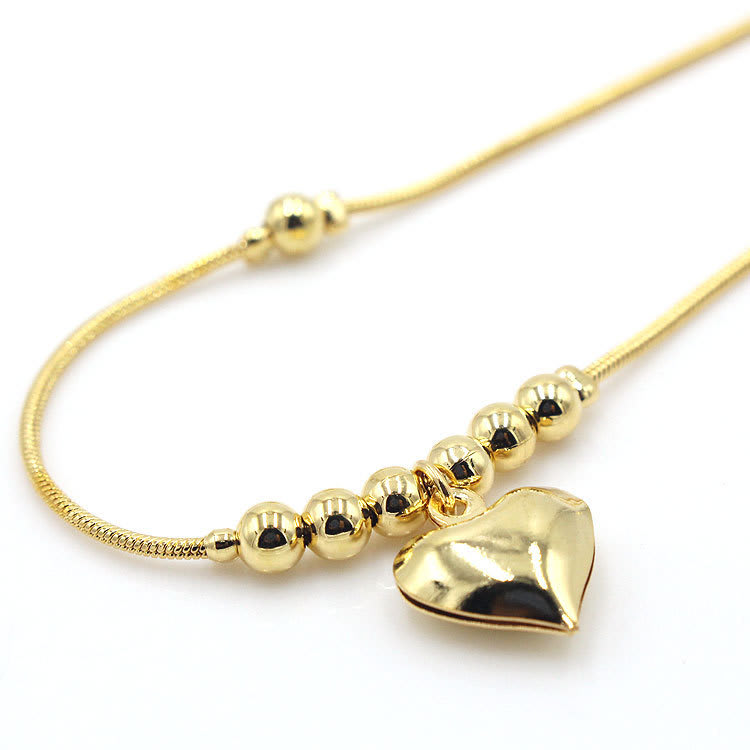 Gothic Gold Color Heart Pendant Anklet For Women Ball Beaded Anklet Vintage Chunky Jewelry view 3