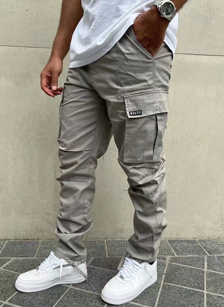 Men's Overalls European And American Independent Station Foreign Trade Drawstring Multi-pocket Casual Trousers view 10