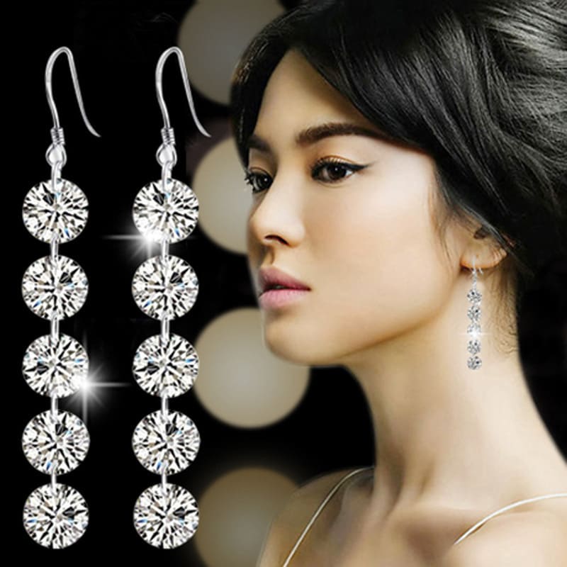 Five-piece Diamond Long Stay Tassel Earring view 3