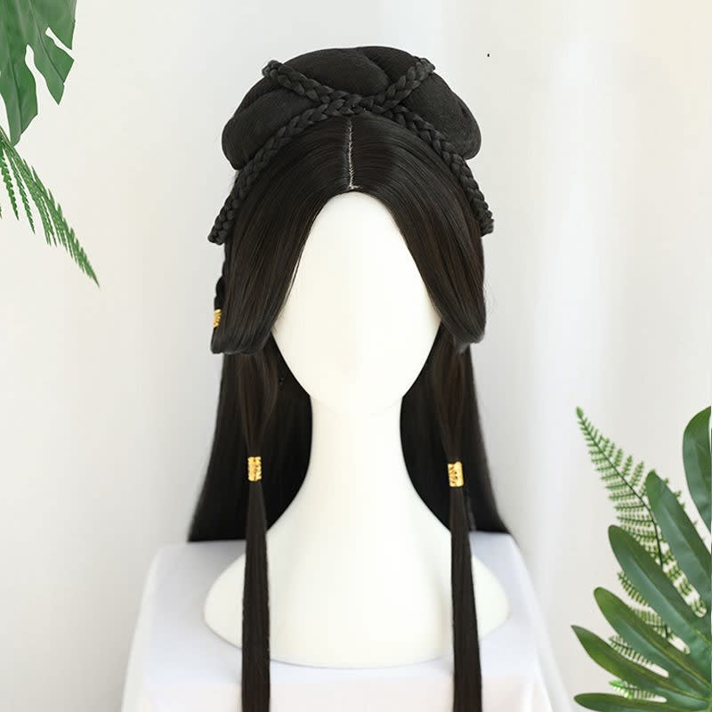 Ancient Costume Wig Female Ancient Style Han Chinese Clothing Lazy Whole Head Cover view 5