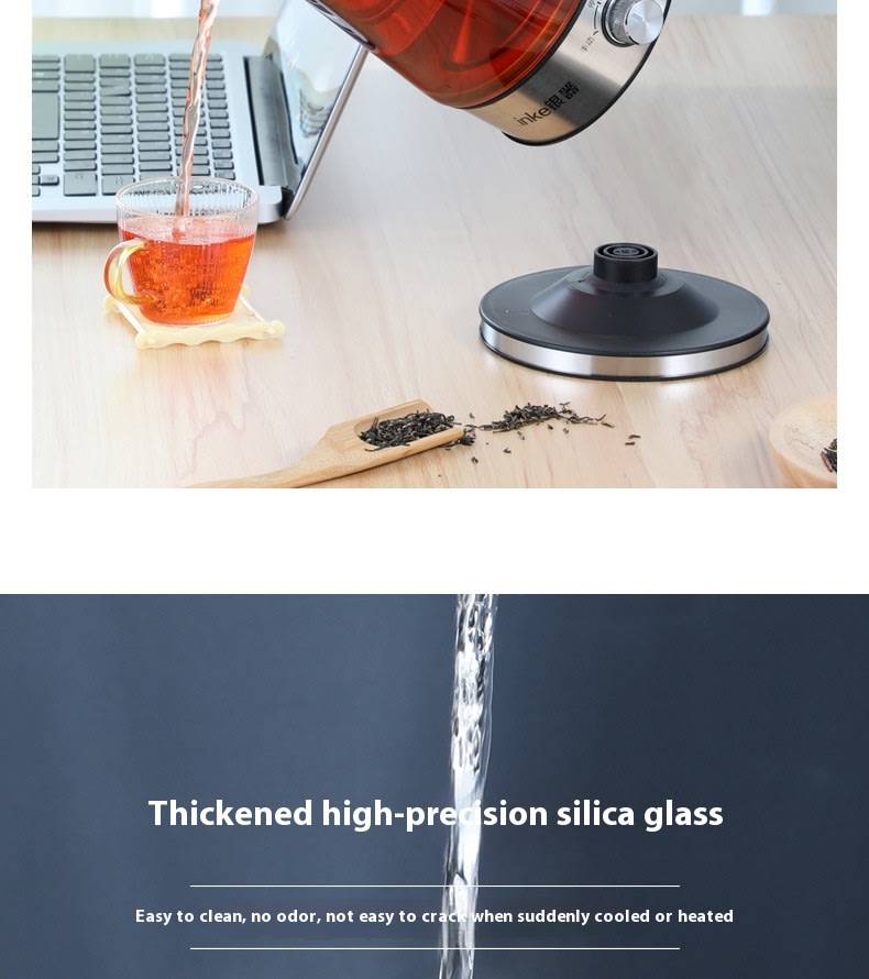 110v American Standard Household Tea Boiler Steam Spray Black Teapot Glass Electric Kettle Coffee Pot view 14