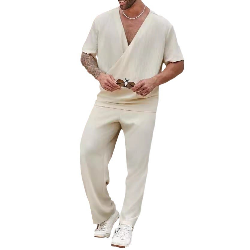 Men's Commuter Suit Casual Solid Color Short-sleeved Trousers view 6