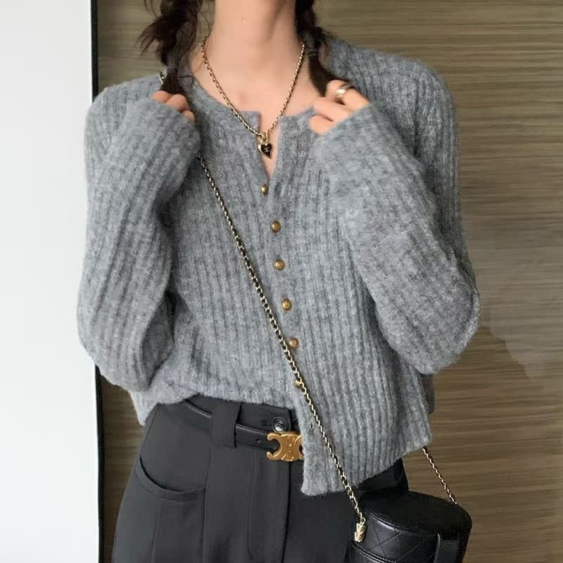 Soft Round Neck Gentle Simple Slim Fit Sweater Thin Coat view 7