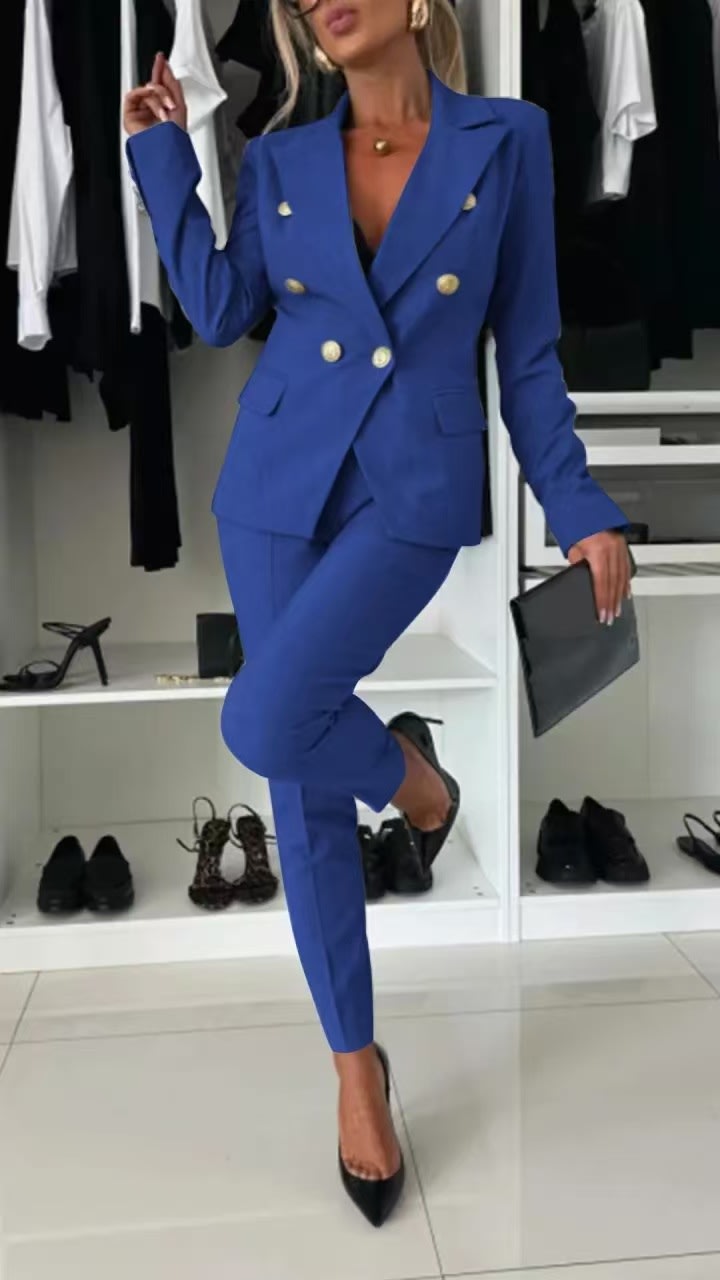 New All-matching Casual Suit Lapel Button-down Jacket And Slim-fit Trousers For Women's Office Business Set Clothing view 21