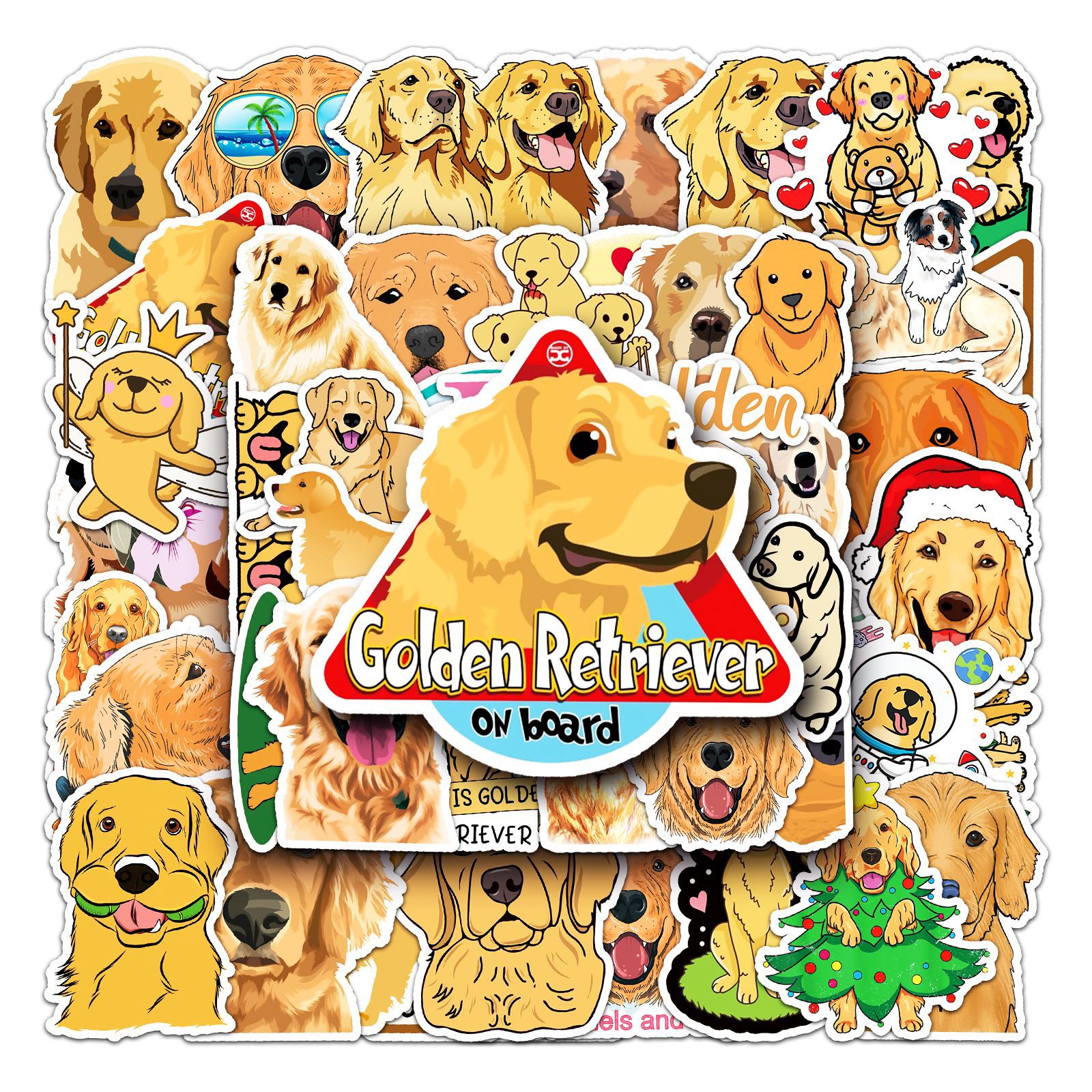 50 Sheets Waterproof Golden Retriever Graffiti Personalized Cartoon Animal DIY Stickers view 12