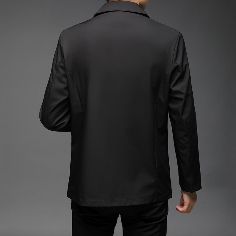Fall Winter Men Polo Collar Solid Color Business Jacket Short Button Lightweight Coat view 7