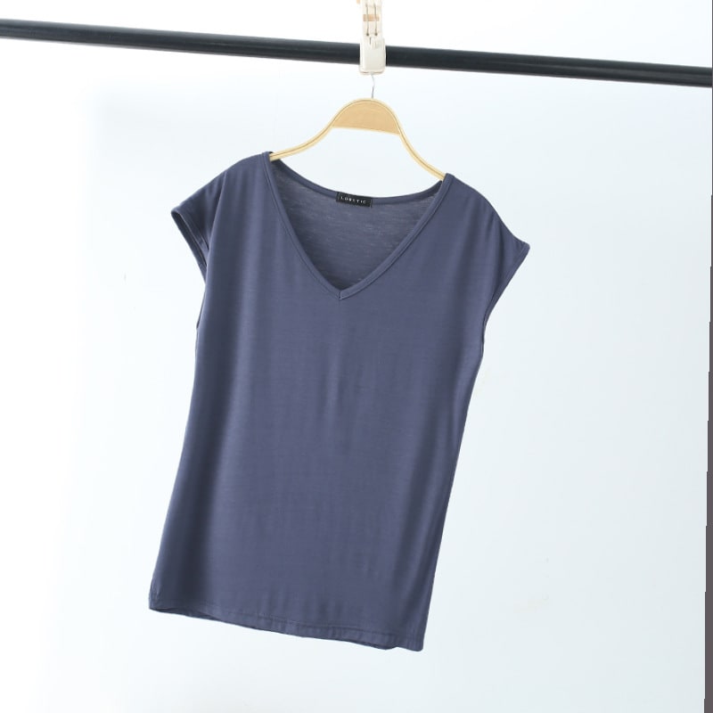 Solid Color And V-neck Sleeveless Loose Women's T-shirt Casual Bottoming Shirt Inner Wear Blouse view 15
