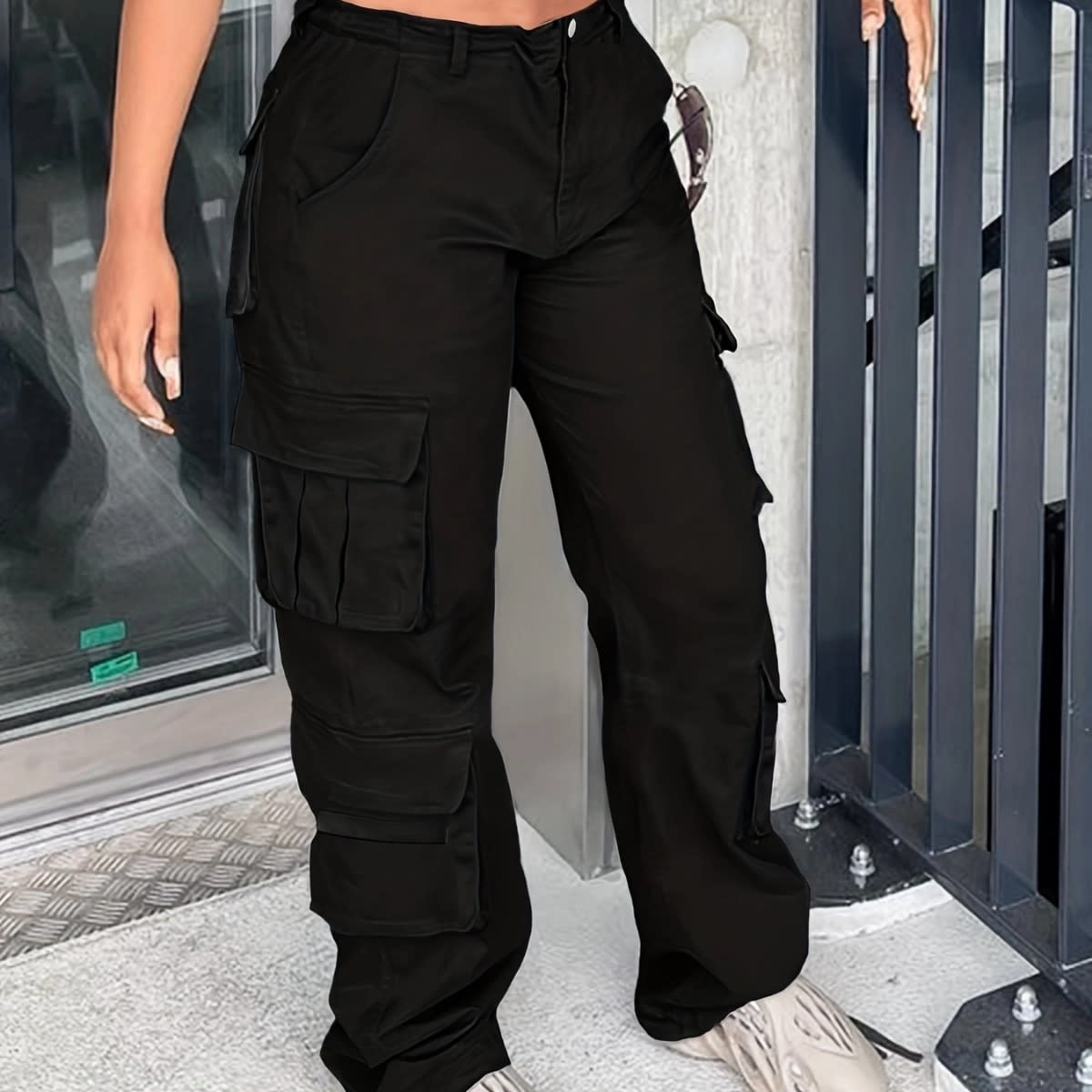 Street Multi-pocket Cargo Pants Mop Pants Solid Color Loose view 2