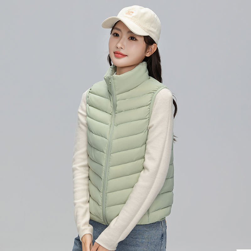 Stand Collar Outer Wear Slimming Plus Size Down Vest Vest view 11