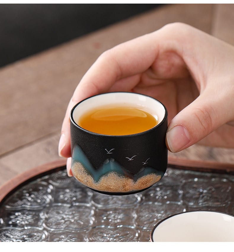 Cultural Creative China-chic Handle Pot Tea Set Cups Camp view 14