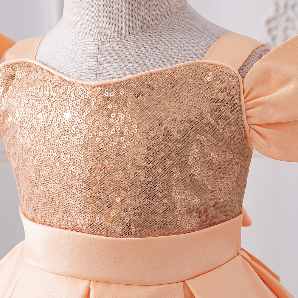 Girls Birthday Party Sequined Suspender Forged Cloth Dress view 7