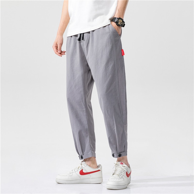 Men's Straight Casual Loose Cotton And Linen Cropped Pants view 4