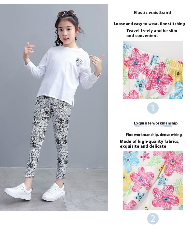 Leggings Modal Cropped Pants Outer Wear Girls' Stretch Tights Classical view 9