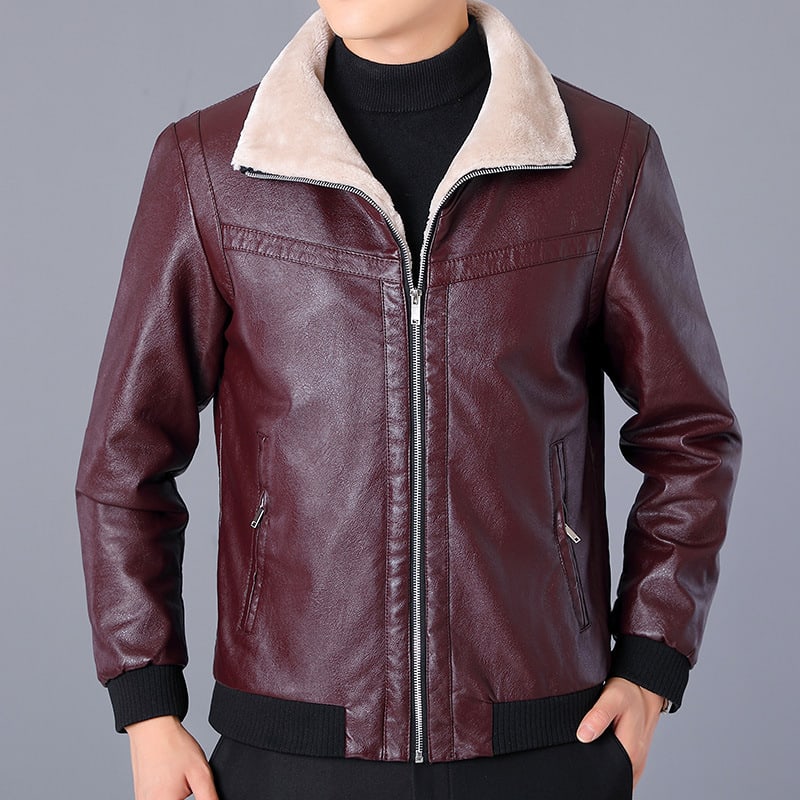 Men's Fashion American Hong Kong Style PU Leather Short Jacket view 3