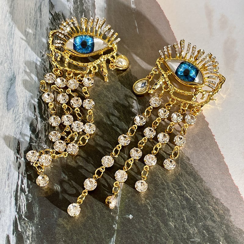 Zircon Long Tassel Earrings Vintage Artificial Crystal view 1