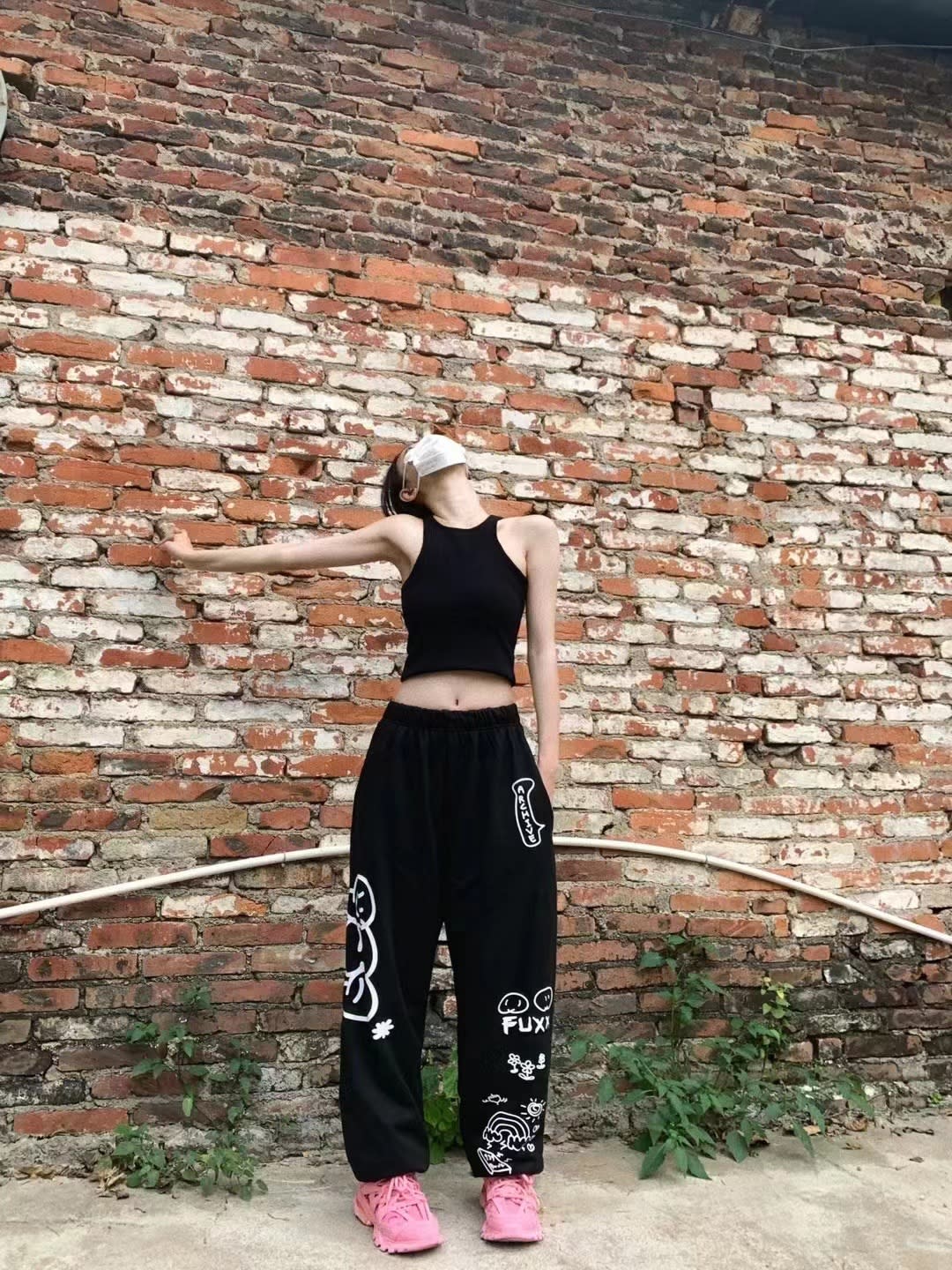 Graffiti Letter Loose Straight-leg Wide-leg Pants view 9