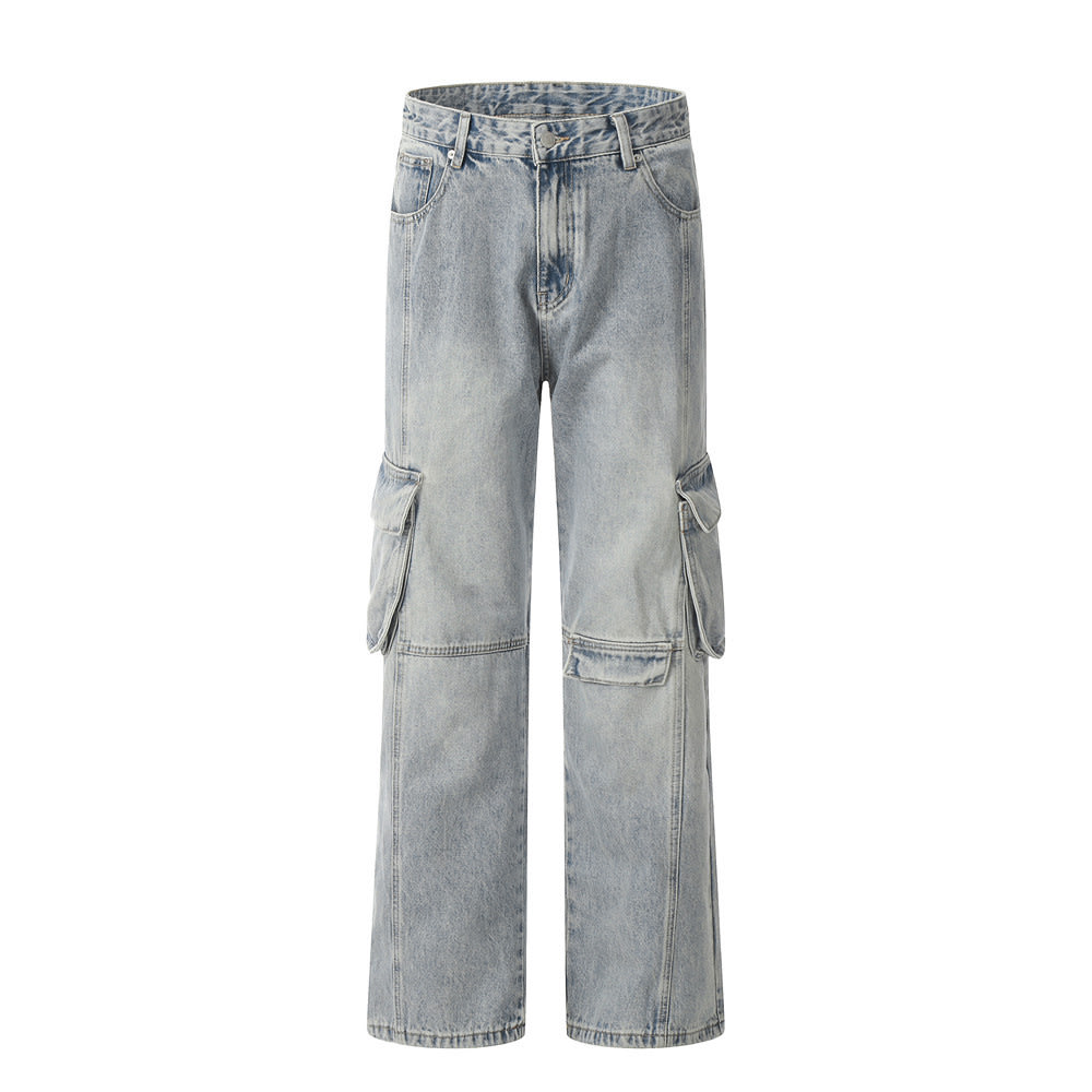 Punk Overalls Denim Trousers Men's Fashion Brand Stitching view 8