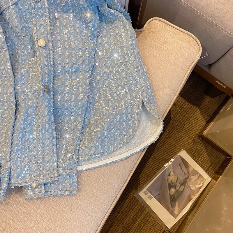 Women's Loose Casual Sequin Short Jacket view 3