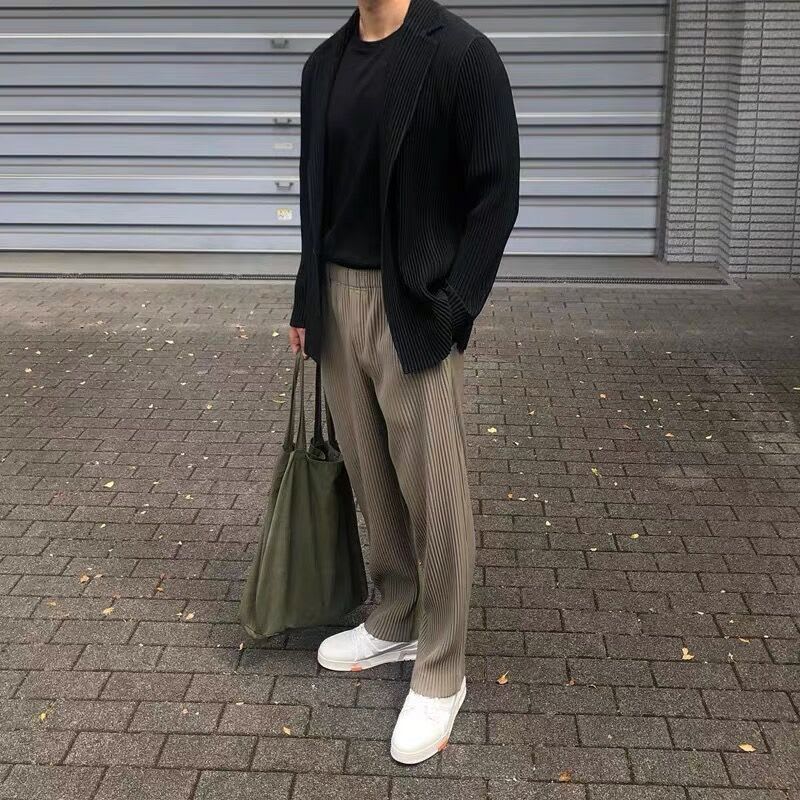 Draping Effect Straight Loose Wide Leg Casual Trousers view 7
