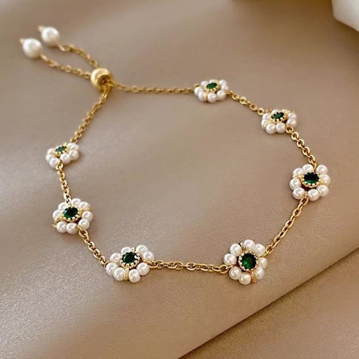 Pearl Flowers Bracelet All-match Fashion Adjustable Chain Bracelet view 6