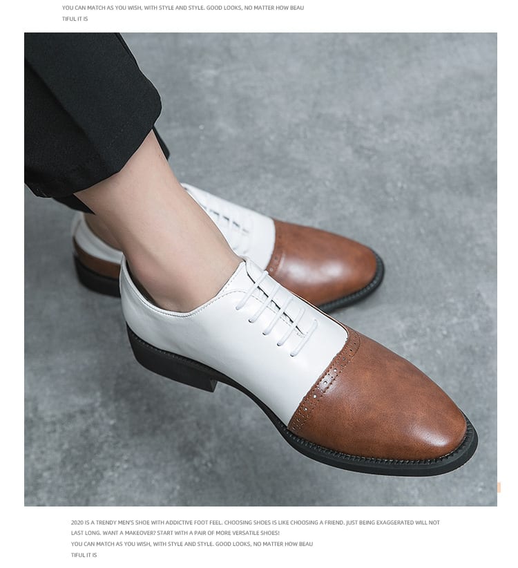 Men's Business Double Color Block Leather Shoes view 20