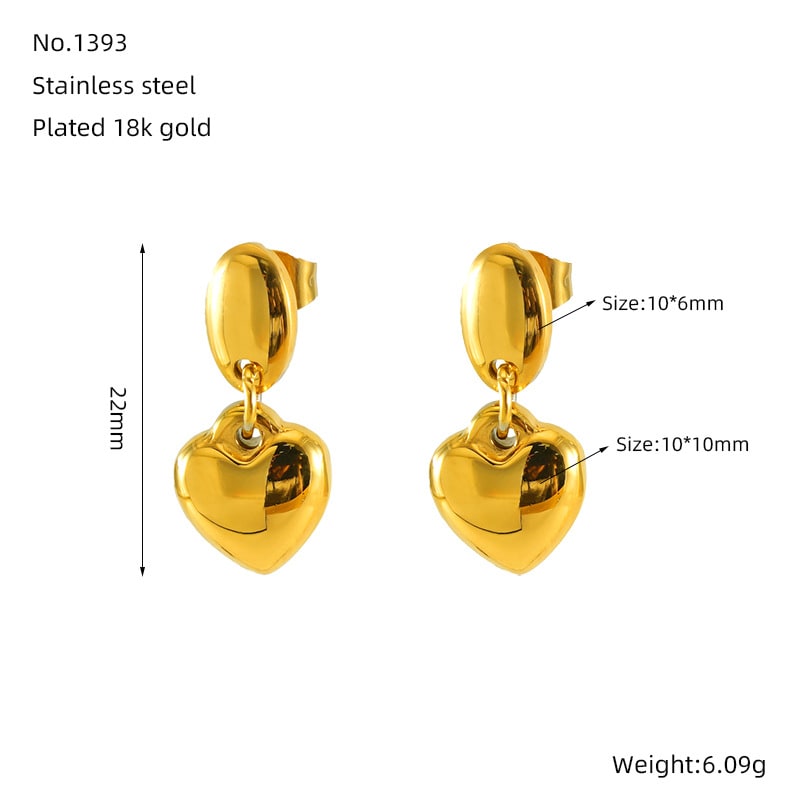 Fashionable Golden Love Eardrops Stud Earrings Women view 2
