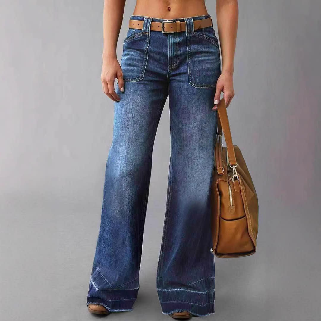 Retro High Waist Straight Loose Slimming And All-matching Jeans view 7