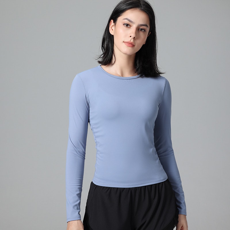Tight Pullover Elastic Fold Movement Long Sleeve view 8