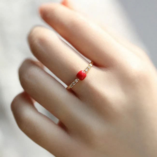 Vintage Raspberry Ruby Diamond Plated S925 Silver Ring Female view 2