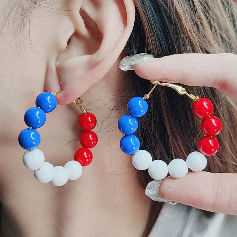 White And Blue Flag Aluminum Sheet Acrylic Earrings