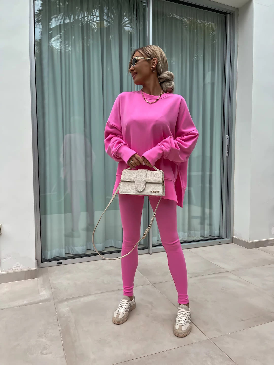 Sweater Suit Women's Casual Loose Long Sleeve Crew Neck Split Top Tight Trousers view 28