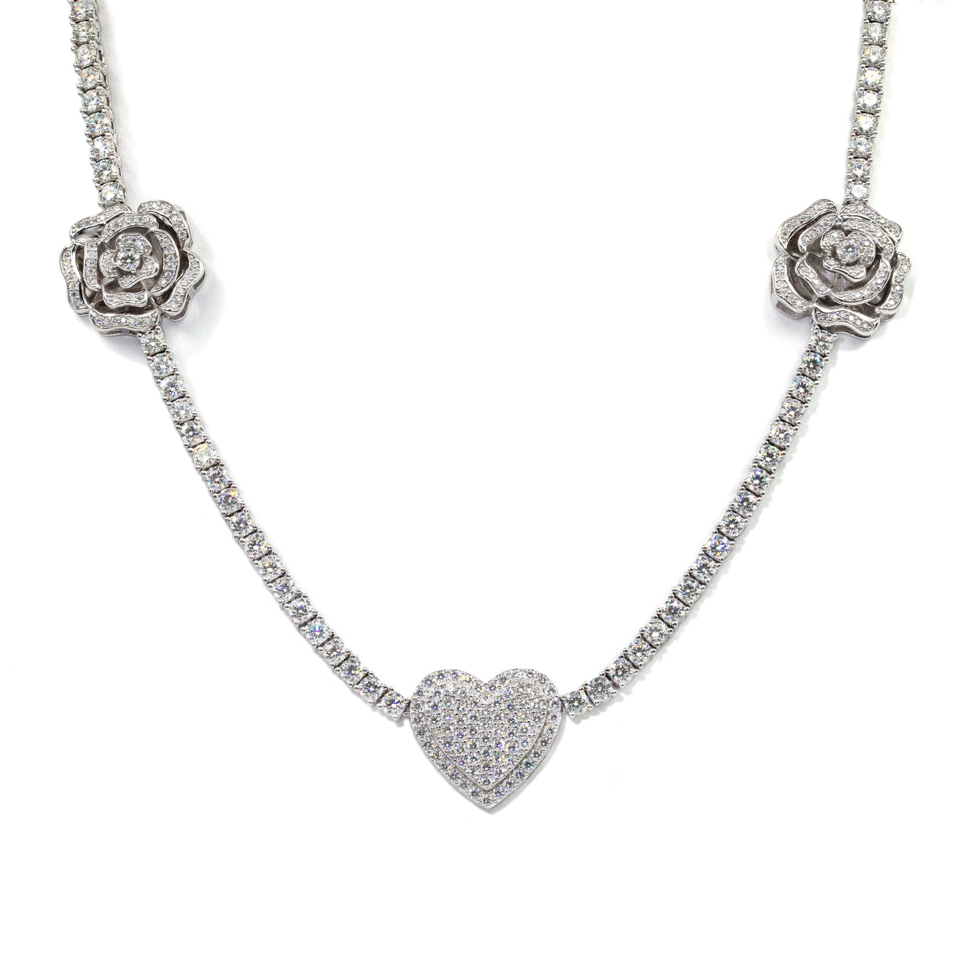925 Silver Set Moissani Hip-hop Personalized Rose Necklace view 4